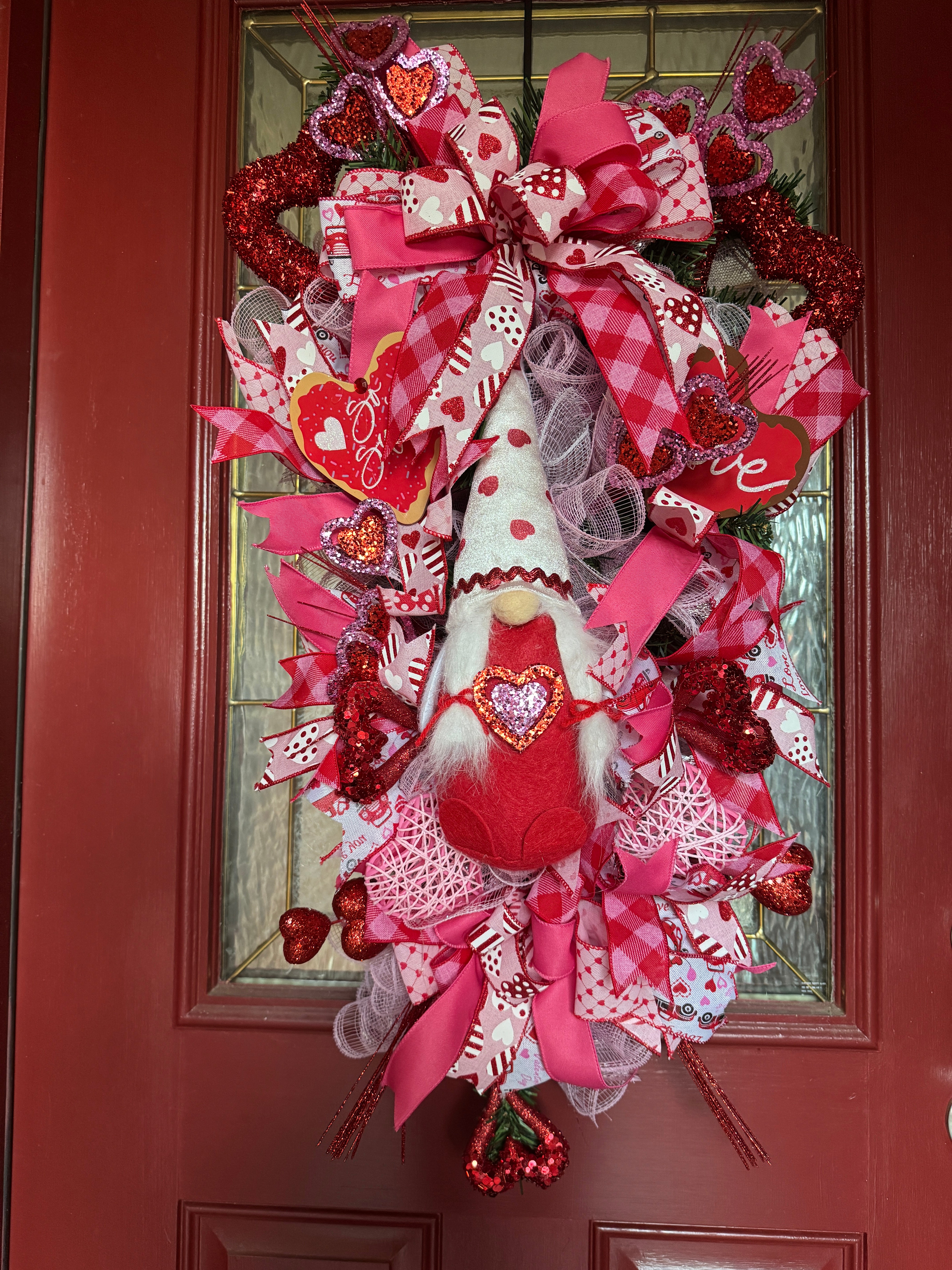 Pink and Red Gnome Valentine's Day Wreath