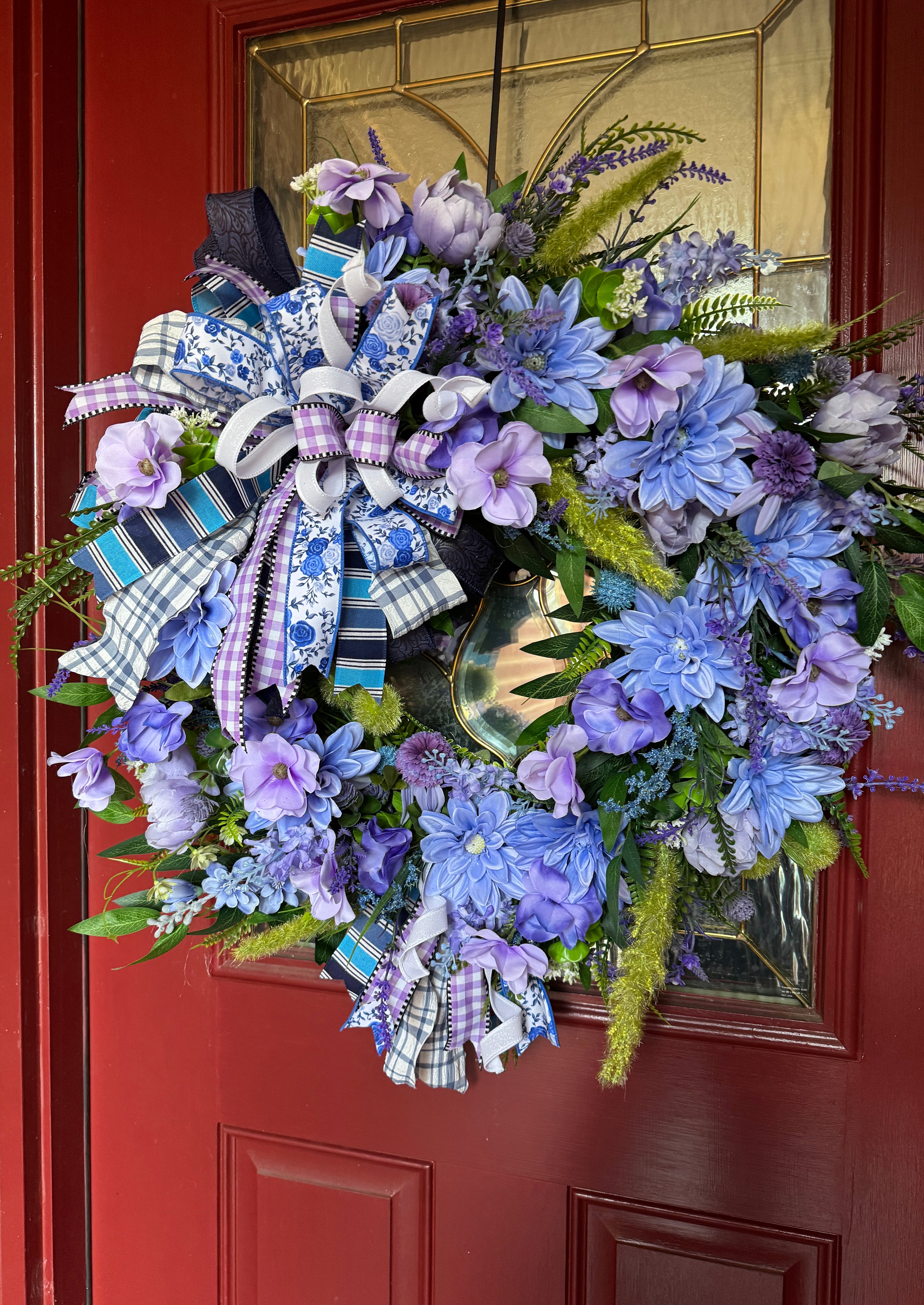 Hot Blue and Lavendar Spring and Summer Wreath
