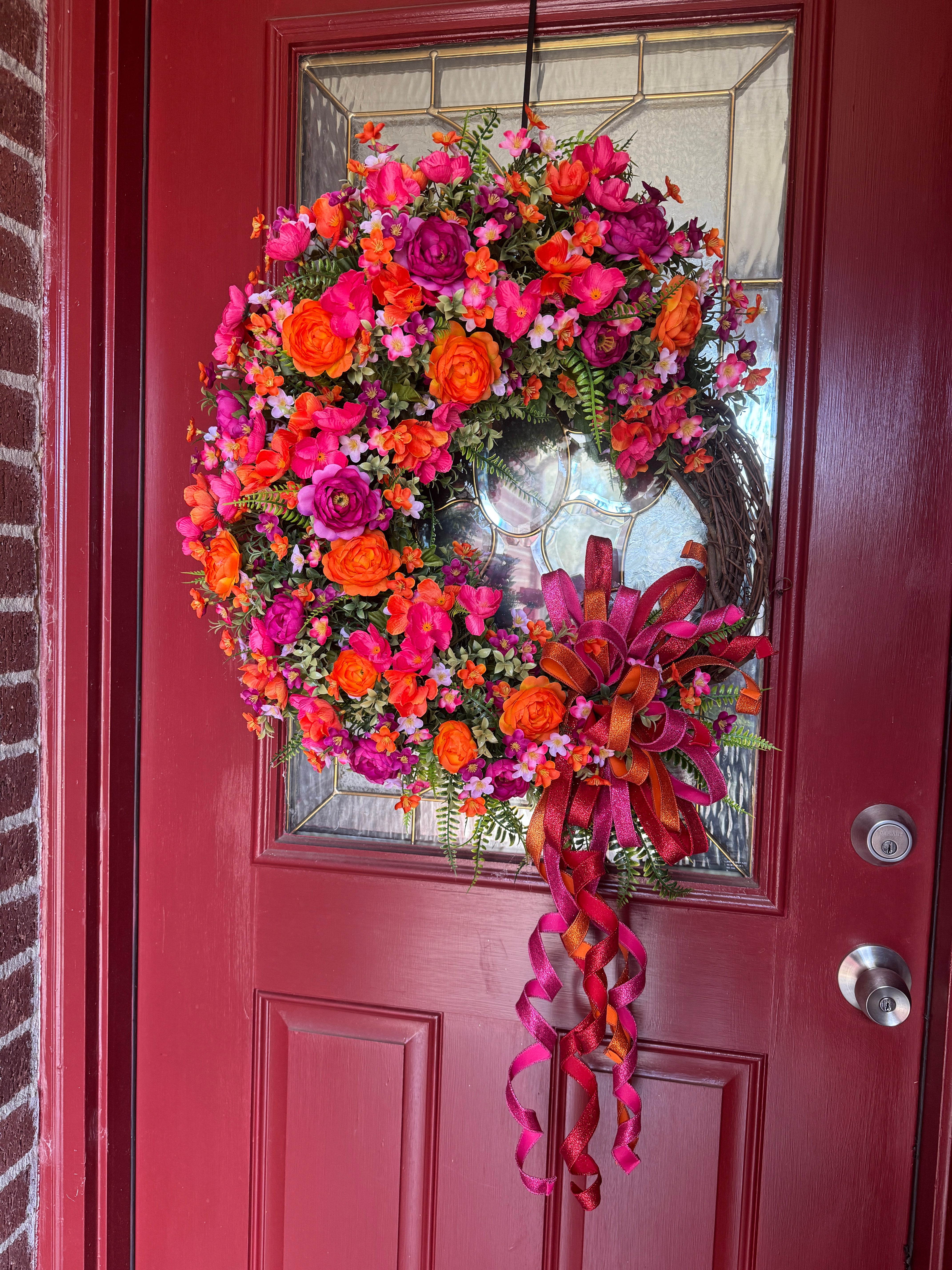 Fuschia, Violet, and Orange Spring and Summer Wreath