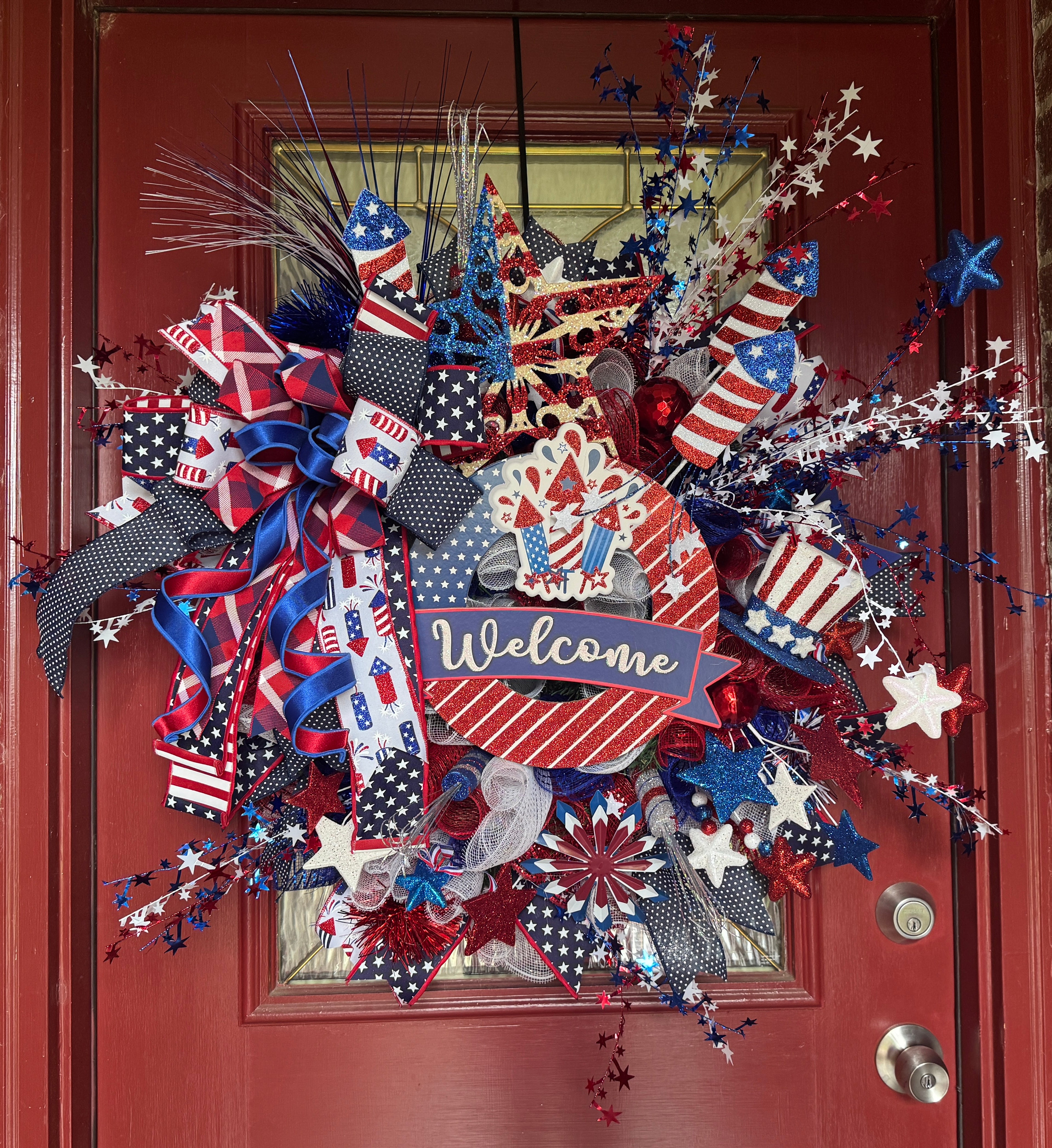 Fireworks Welcome Patriotic July4th Wreath