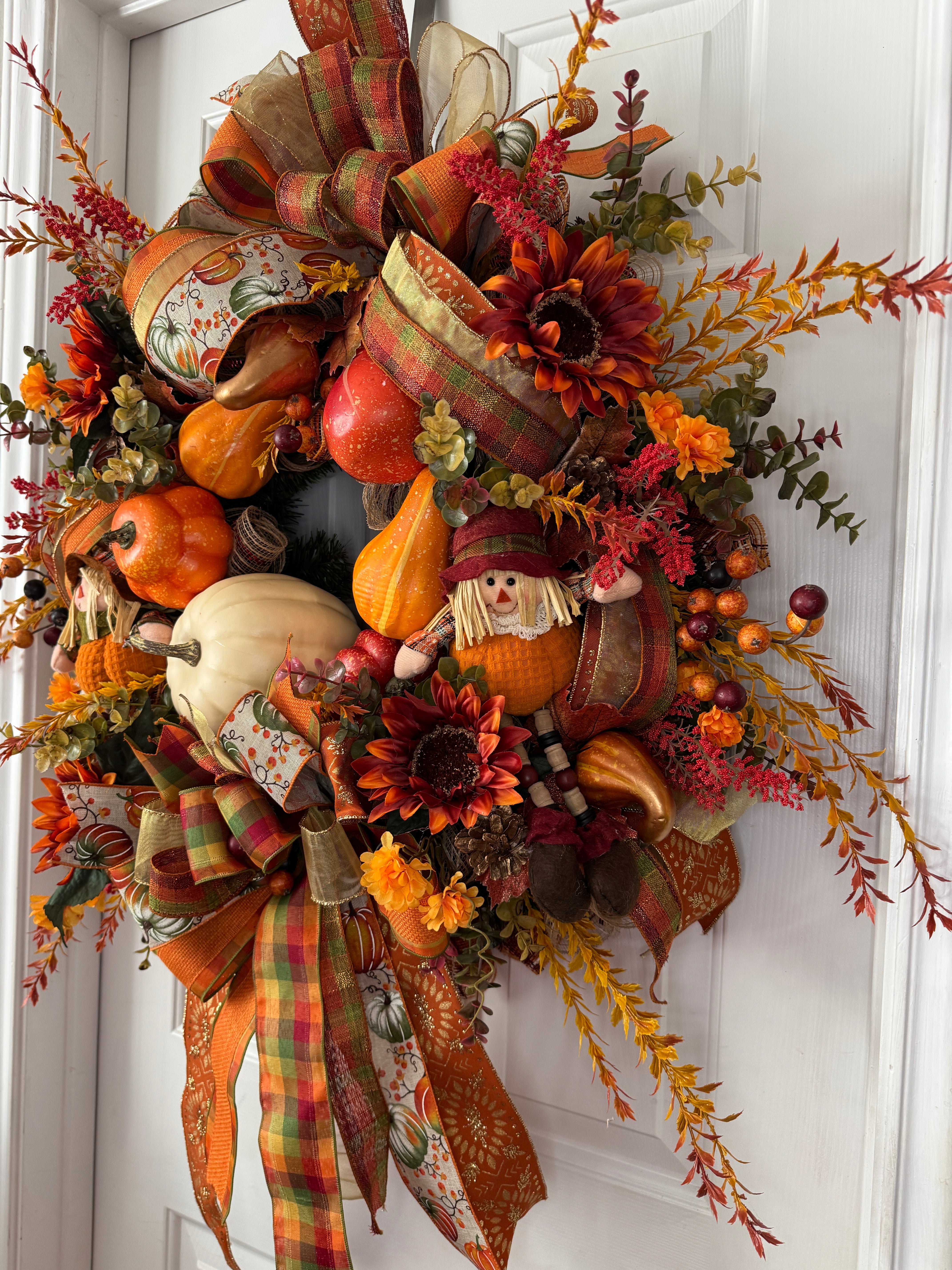 Scarecrow and Pumpkin Thanksgiving-Fall Wreath