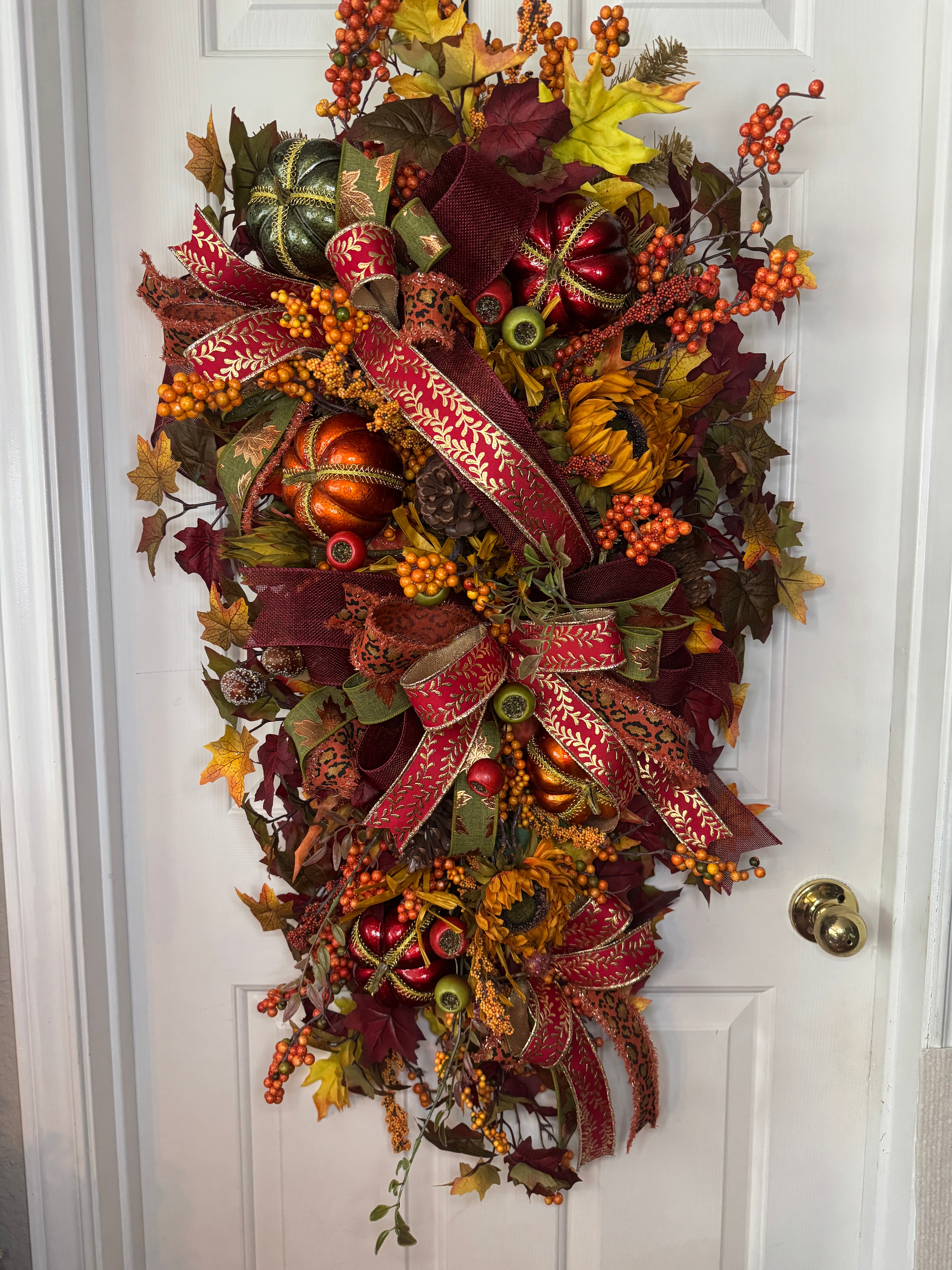 Fall Pumpkin Glam Teardrop Wreath