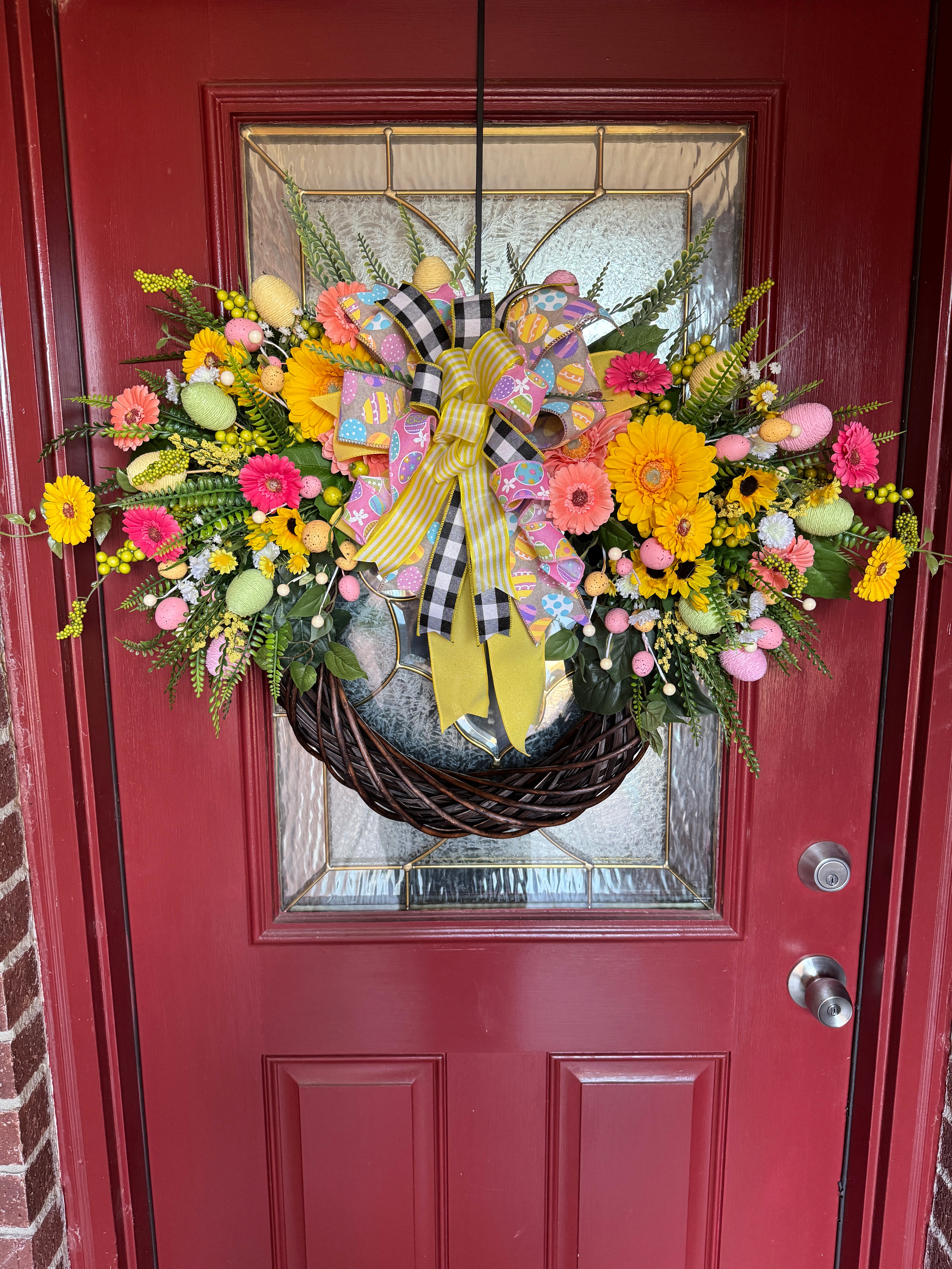 Gerbera Daisy and Easter Egg Easter Wreath