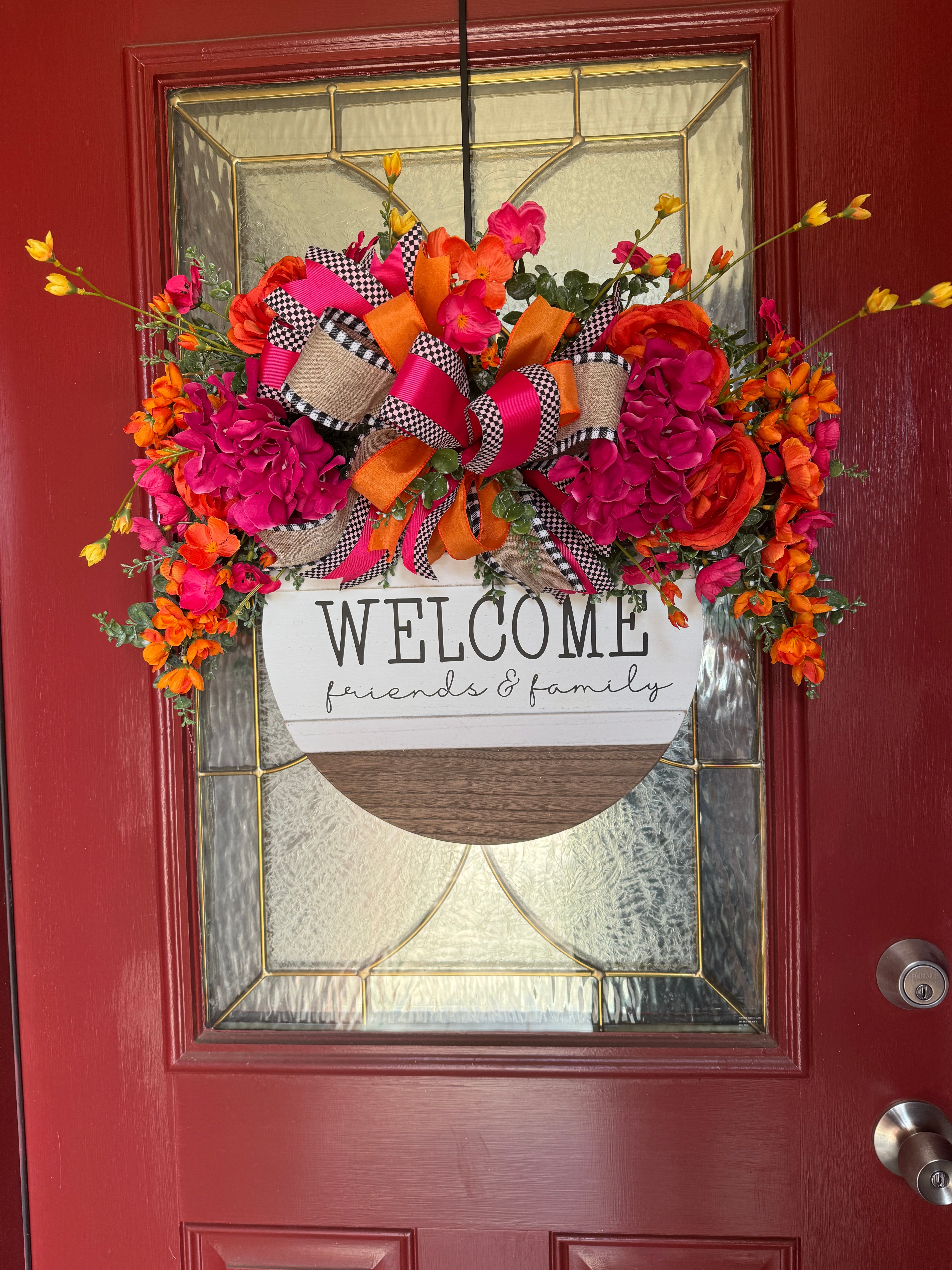 Fuchsia and Orange Spring and Summer Welcome Wreath