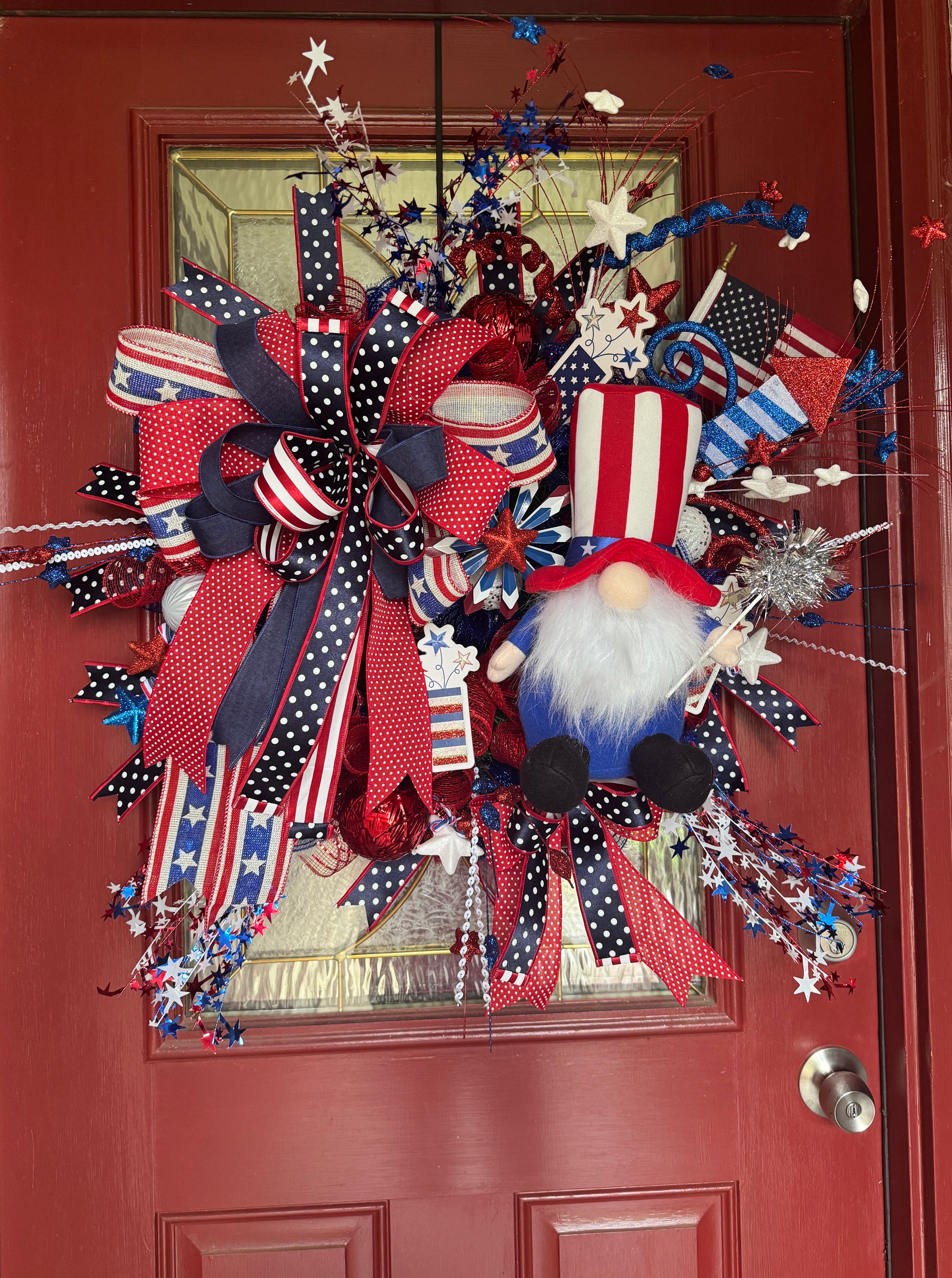 Red, White, and Blue Gnome Patriotic July 4th Wreath