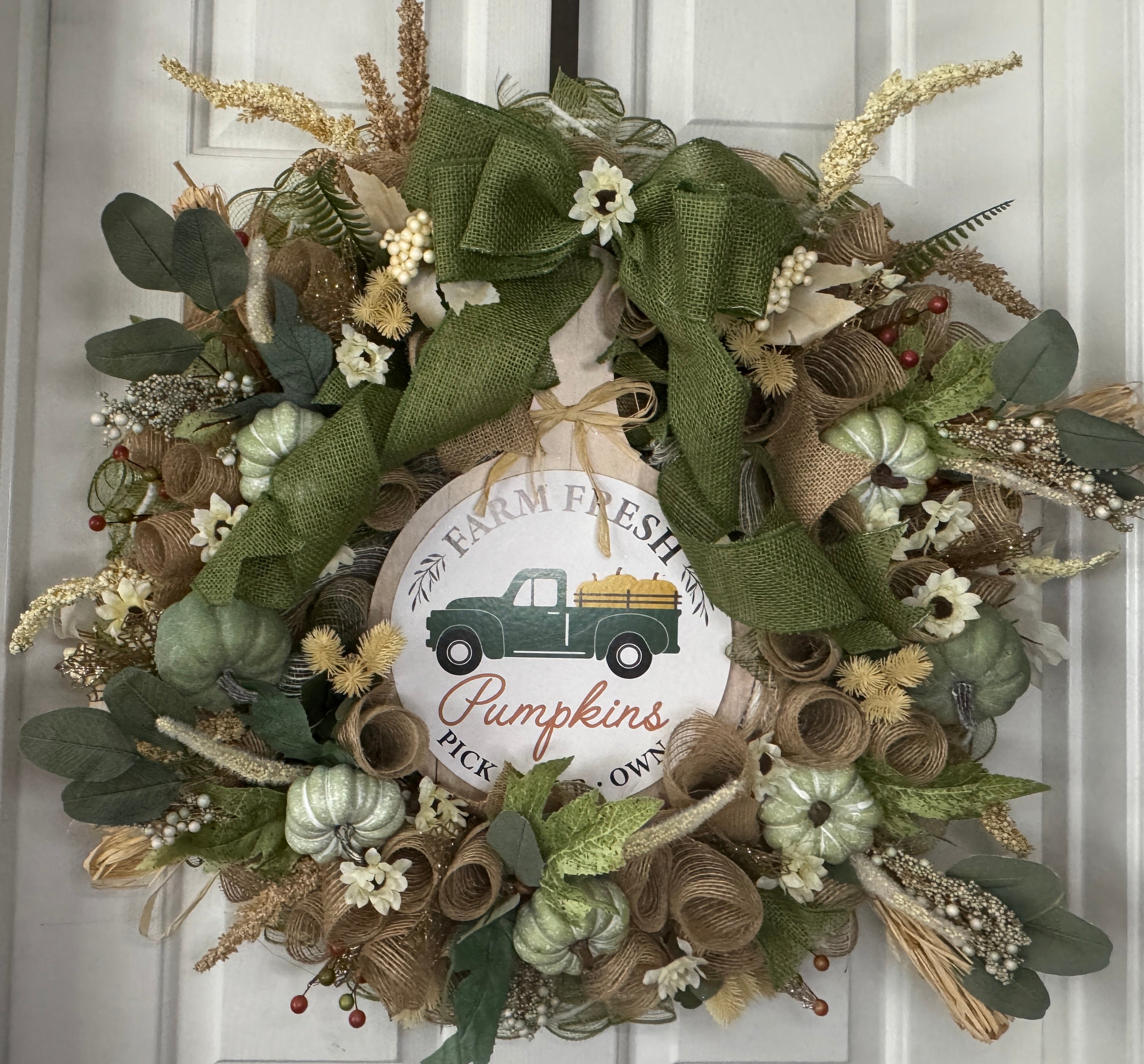 Sage Green Autumn, Fall, Thanksgiving Wreath