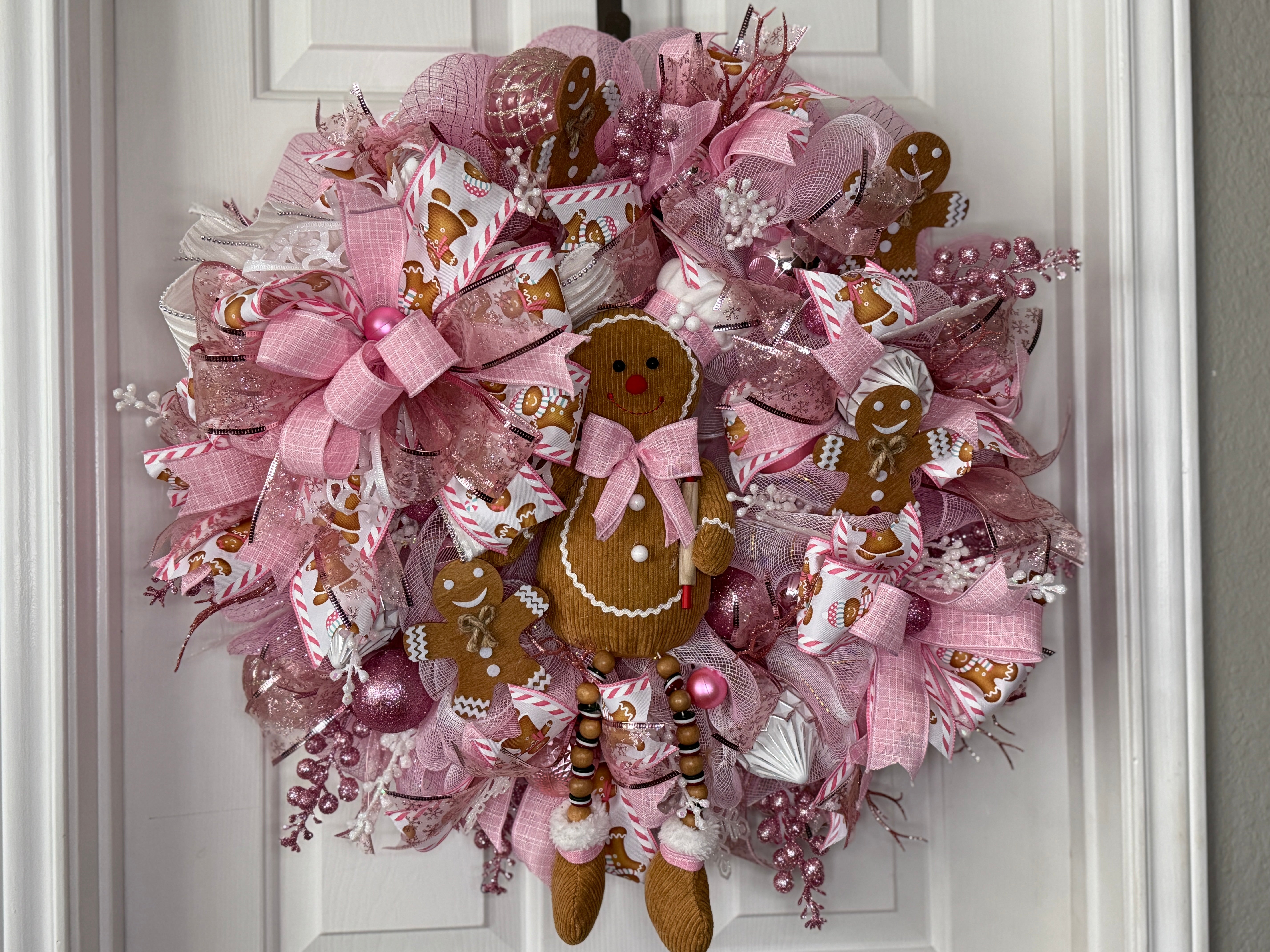 Gingerbread Pink Christmas Wreath