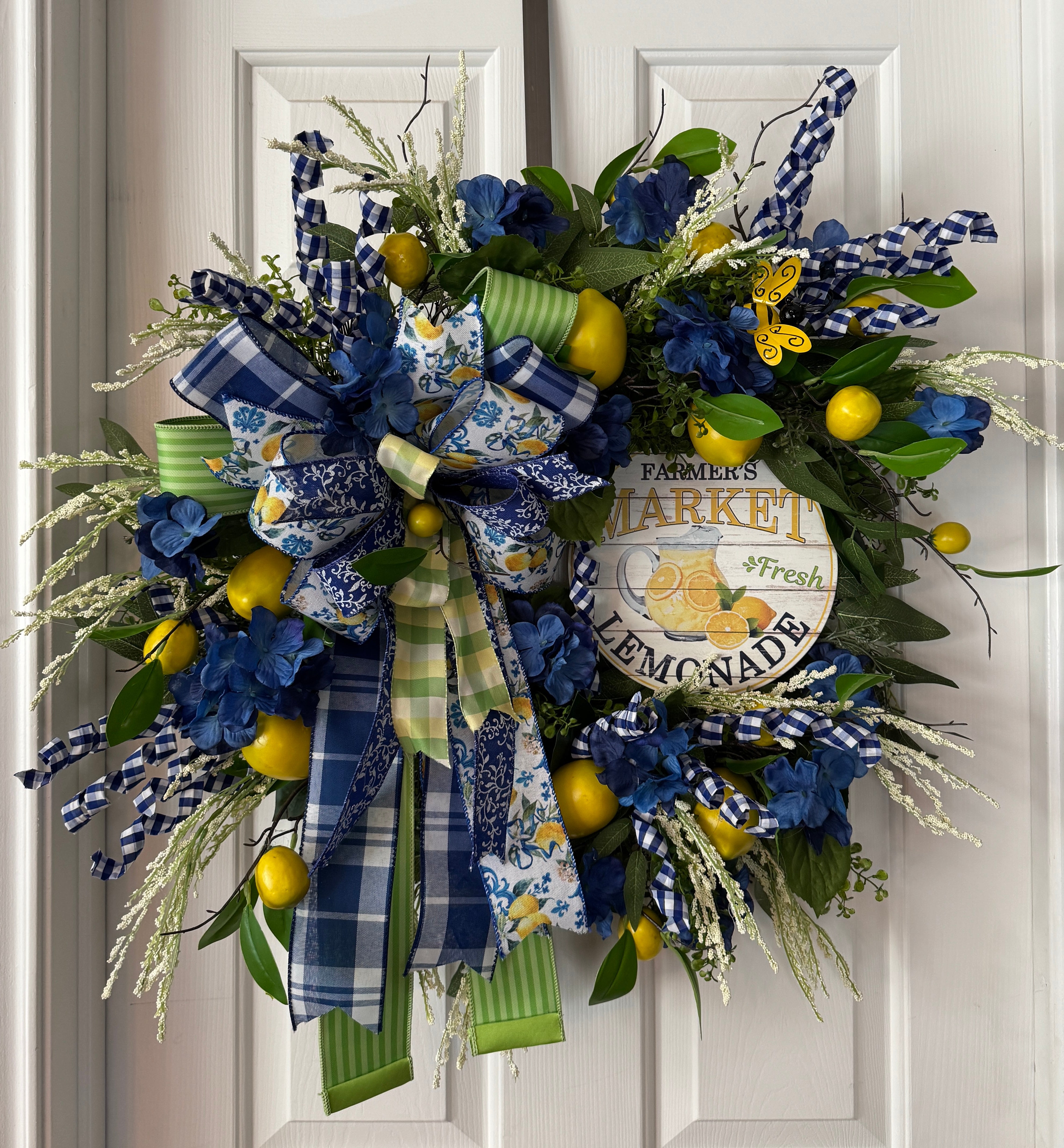 Lemon and Blue Geranium Spring and Summer Wreath
