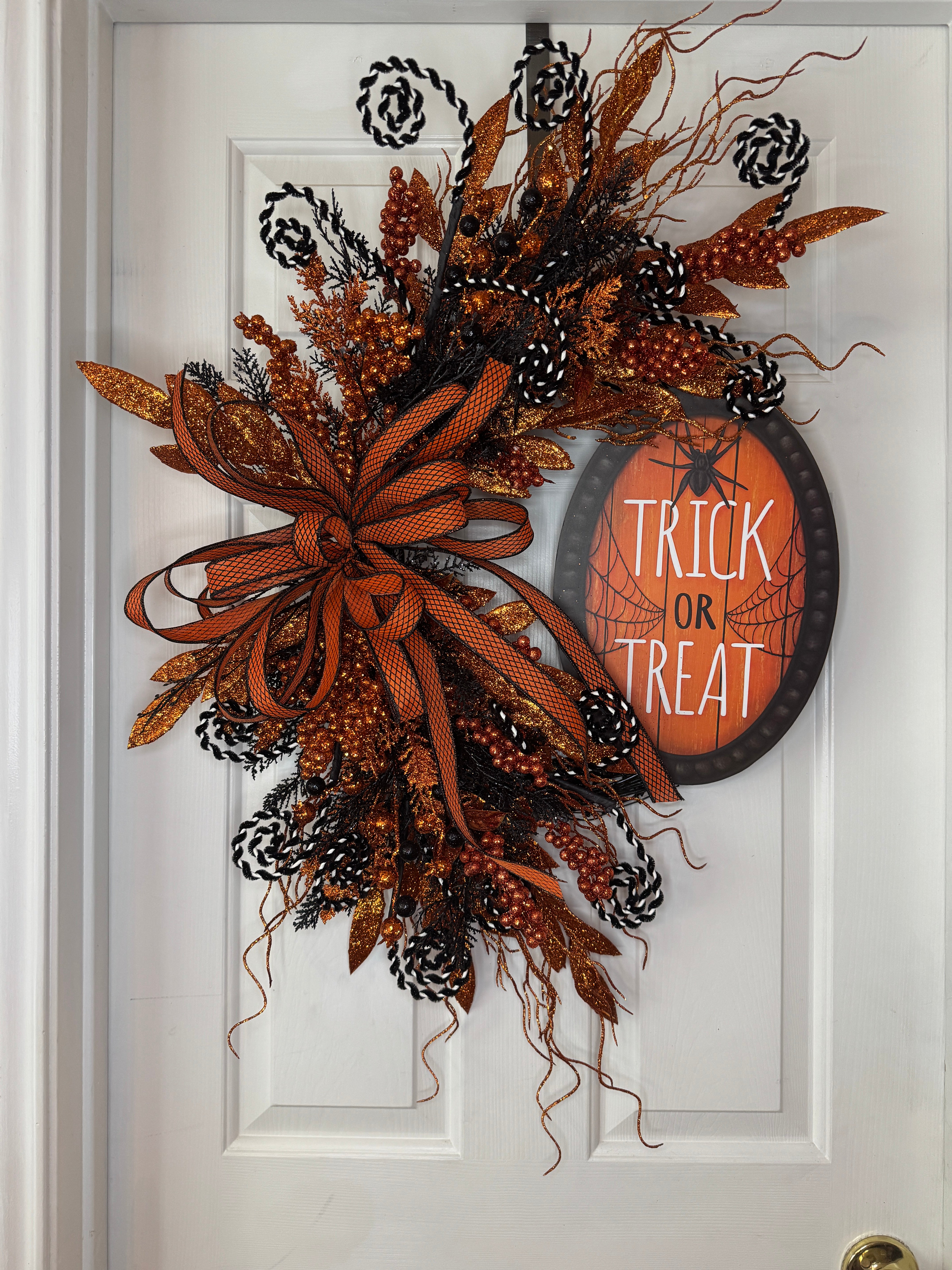 Trick or Treat Orange Grapevine Wreath