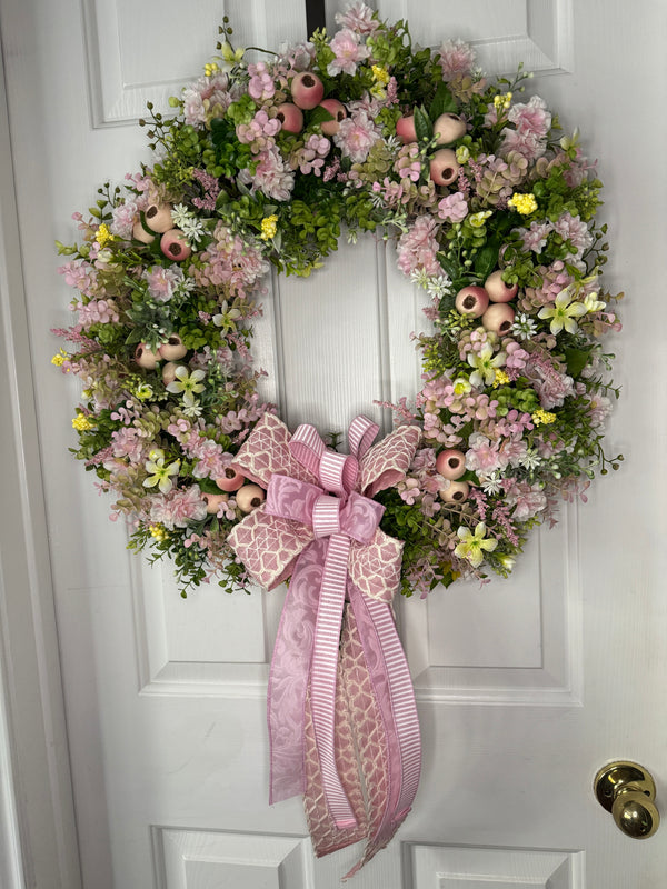 Pink Cherry Blossom Eucalyptus wreath
