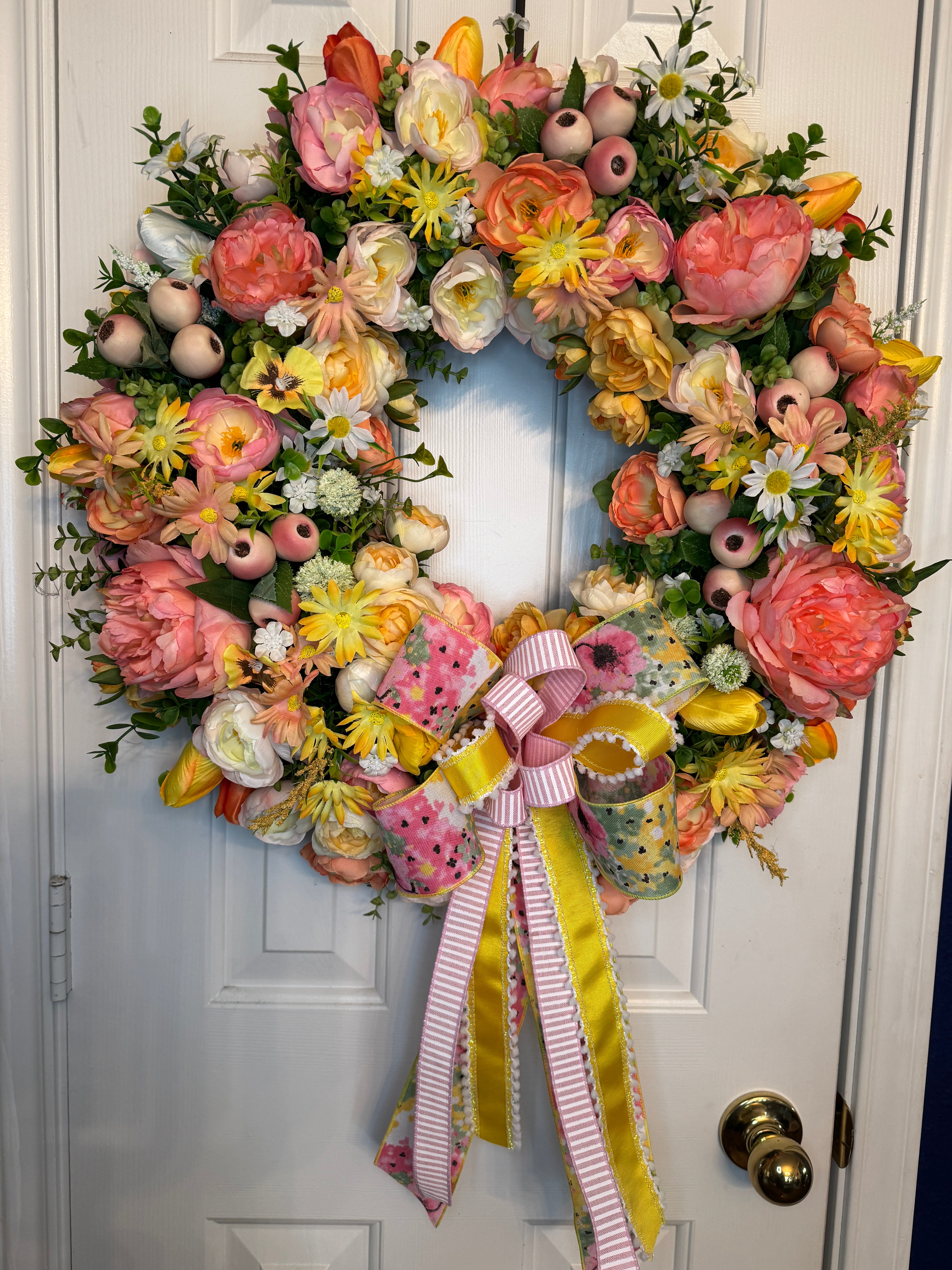 Peach and Yellow-Touch of Sunshine Wreath