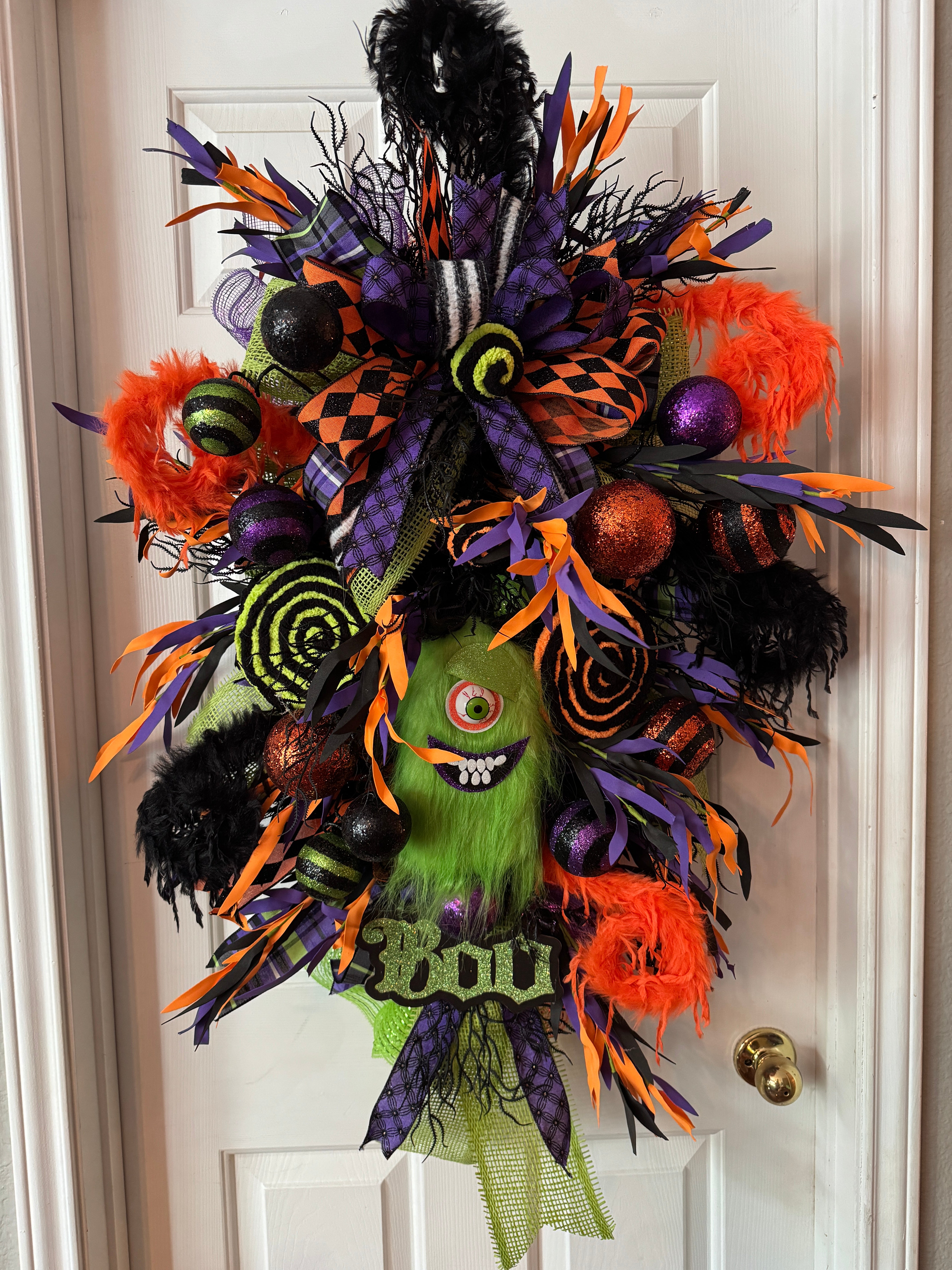 Lime Green "Boo"gy Man Monster Wreath