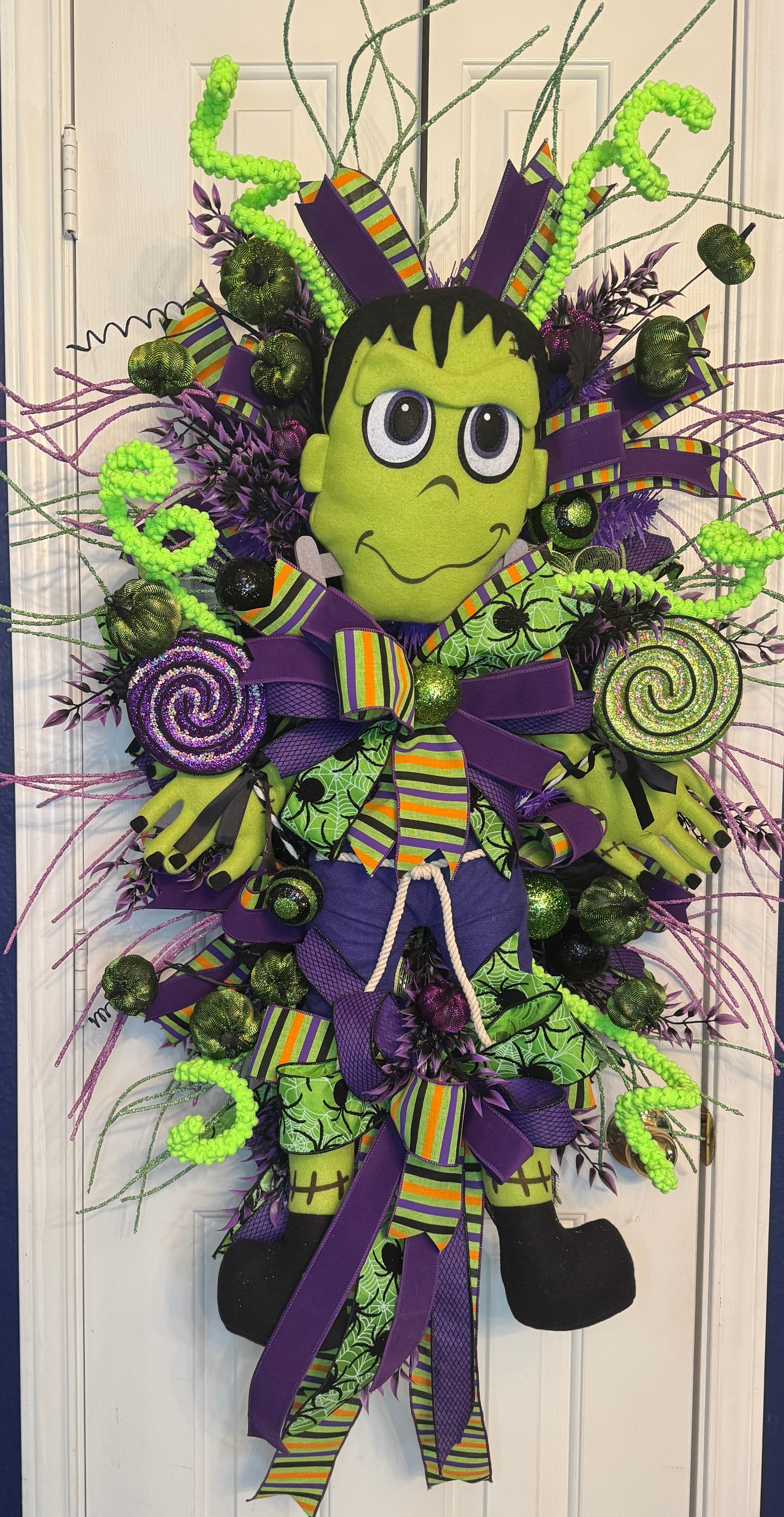 Lil' Frankie Green Monster Halloween Wreath
