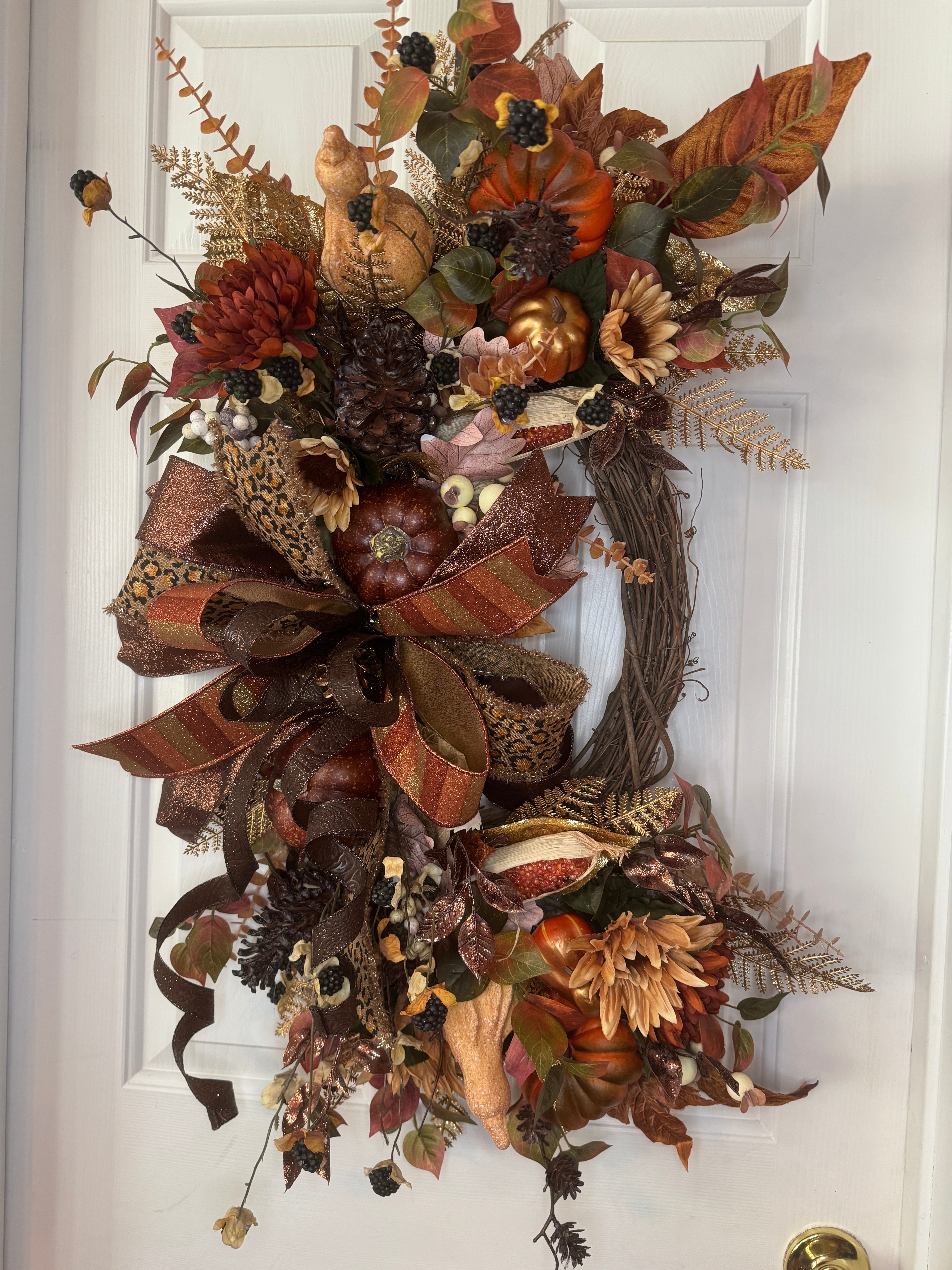 Fall-Thanksgiving Chocolate Brown and Rust Wreath