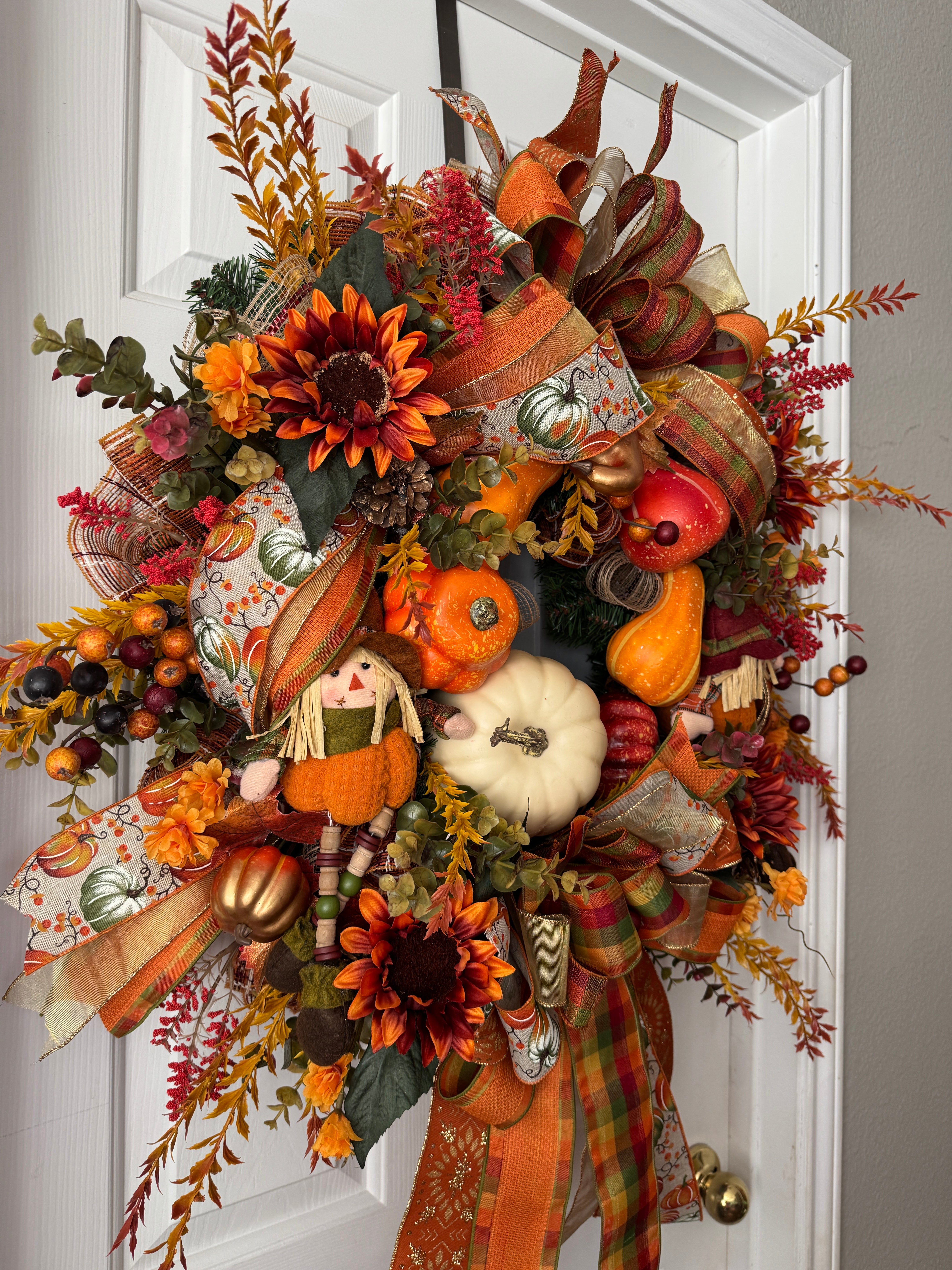 Scarecrow and Pumpkin Thanksgiving-Fall Wreath
