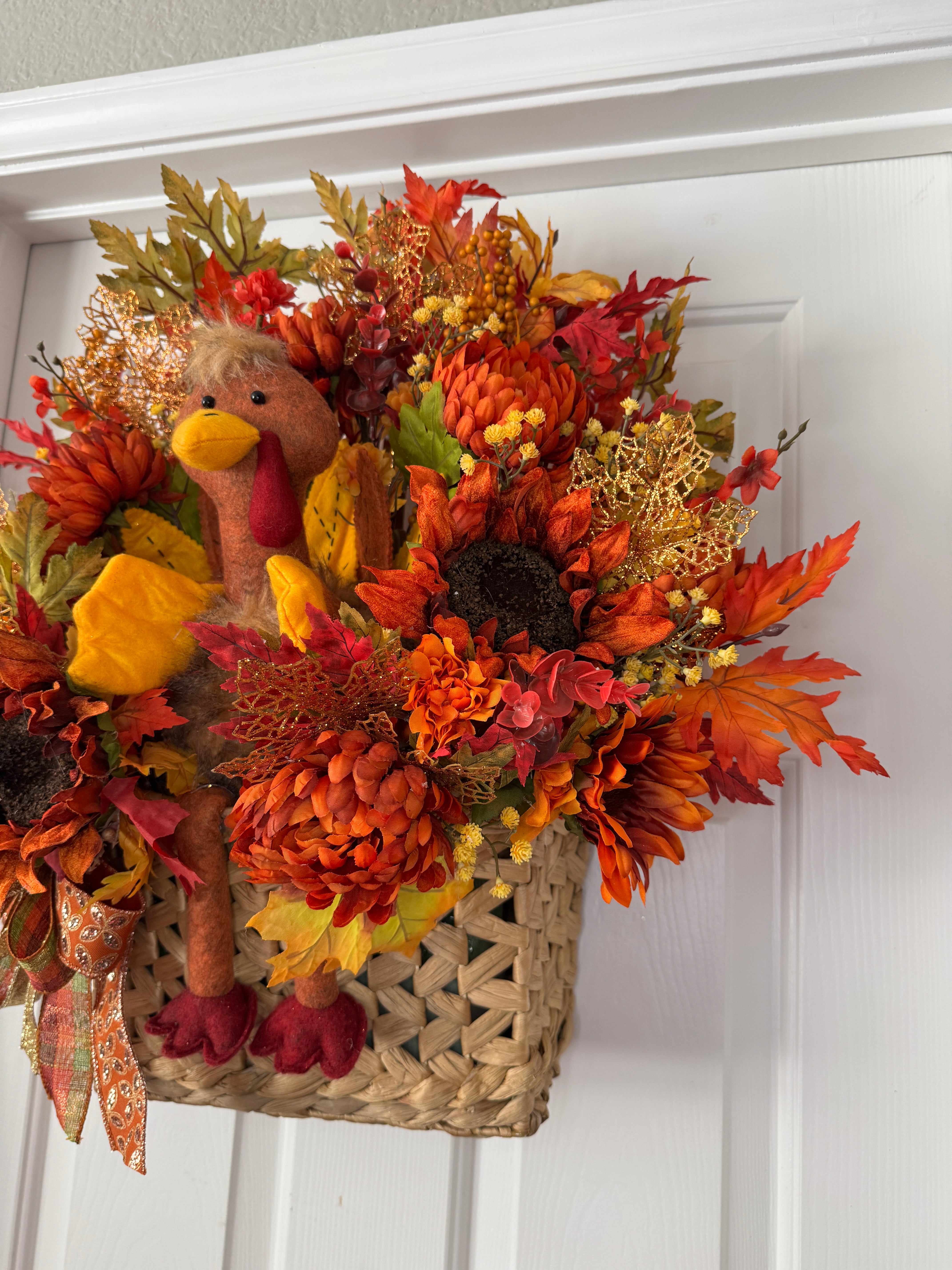 Hanging Turkey Basket Wreath
