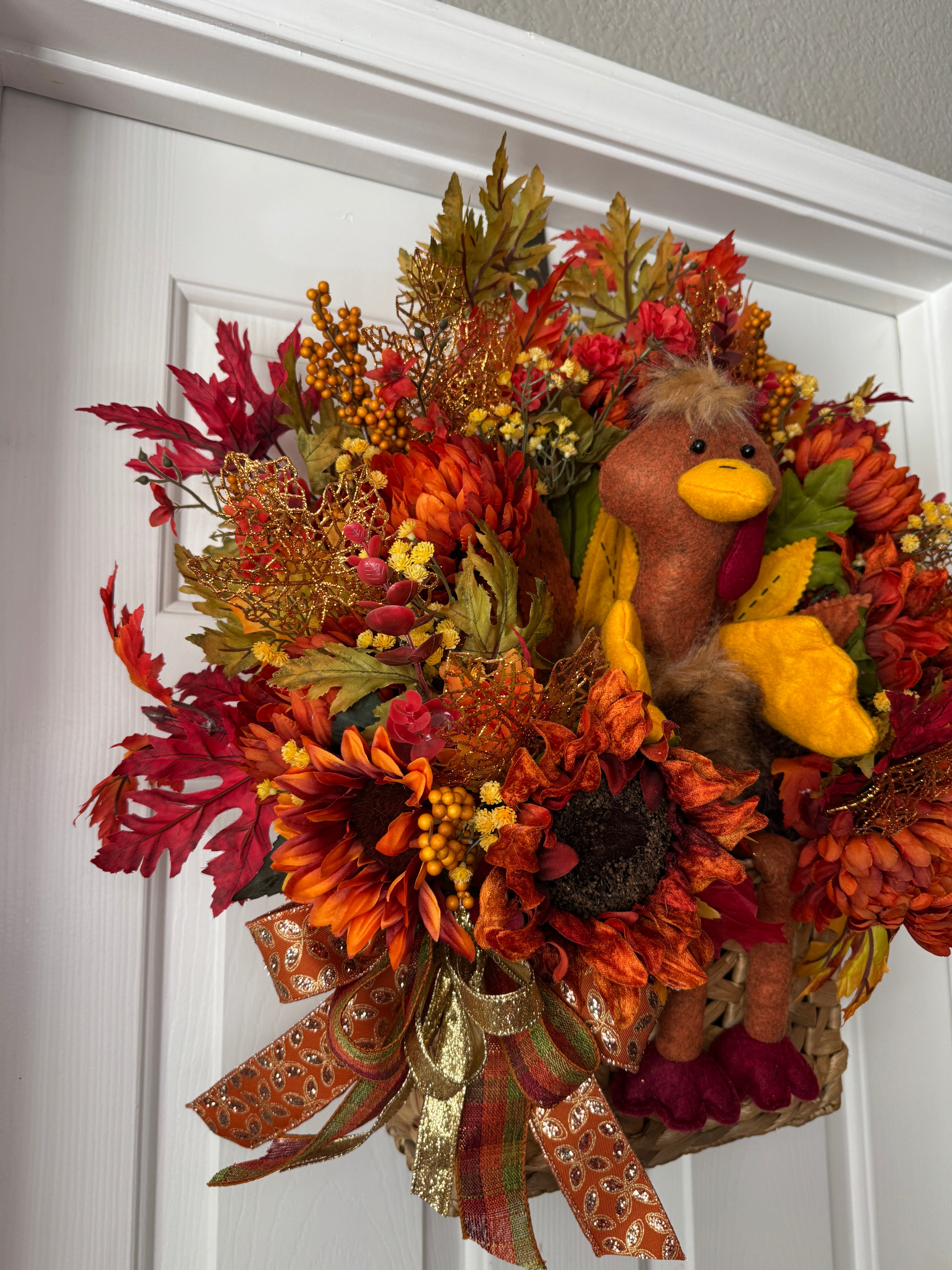 Hanging Turkey Basket Wreath