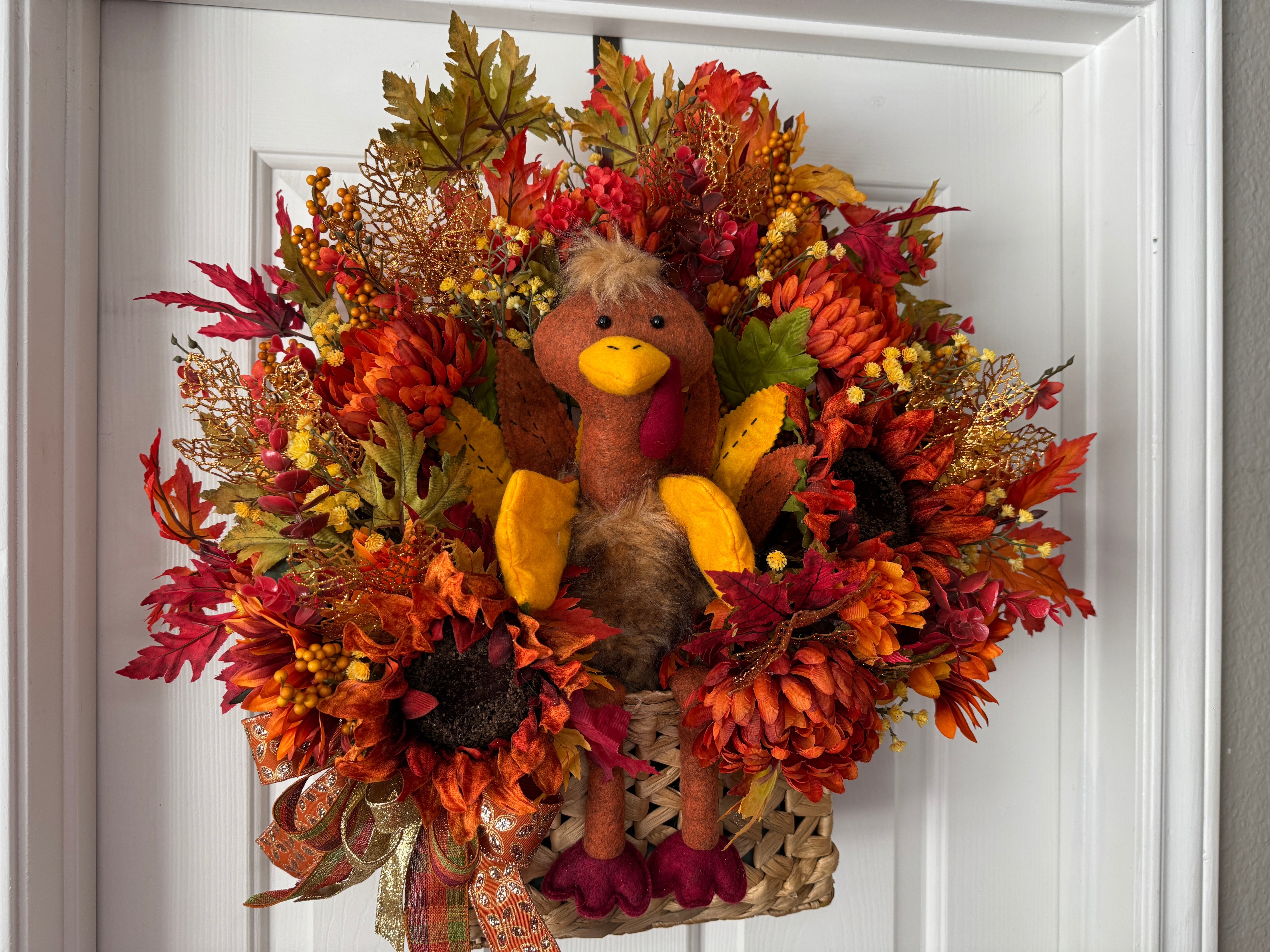 Hanging Turkey Basket Wreath