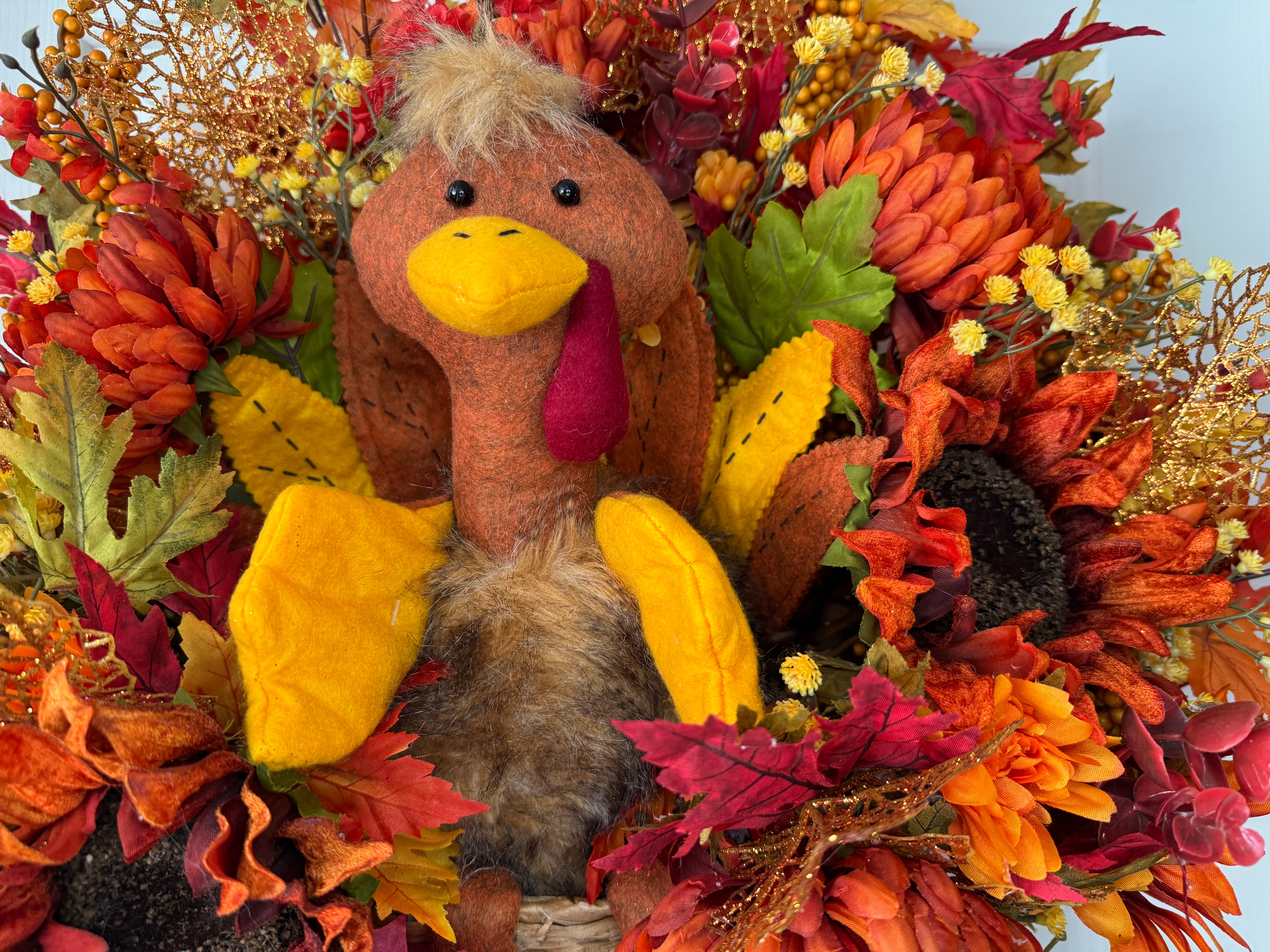 Hanging Turkey Basket Wreath