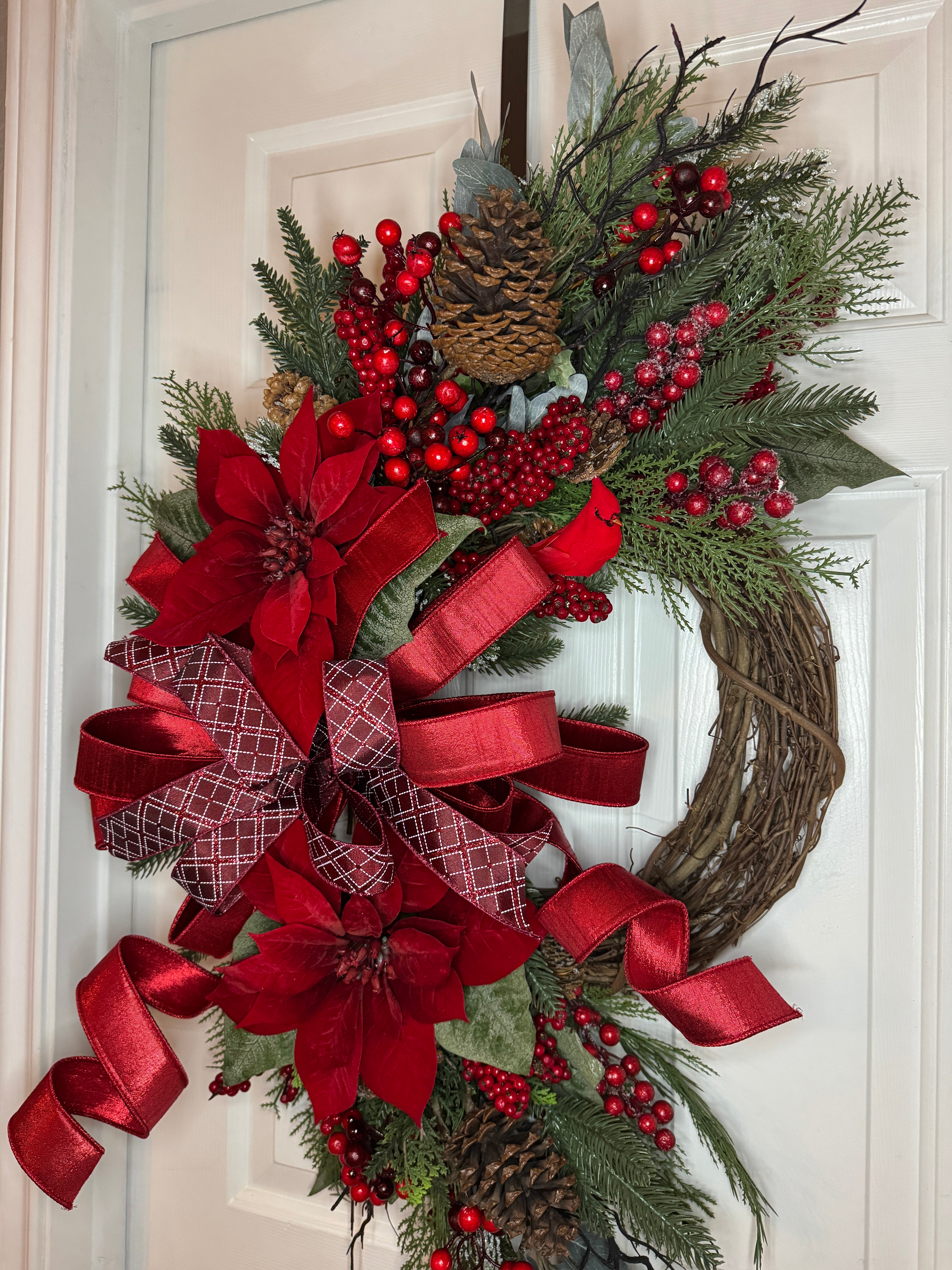 Red Poinsettia Grapevine Wreath